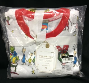 Pottery Barn Kids Grinch who Stole Christmas fitted bed pajamas size 14 2 piece - Picture 1 of 3
