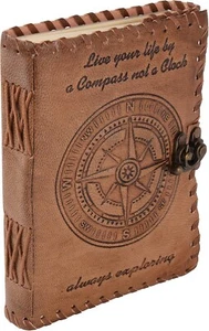 Compass Emboss Leather Journal Handmade Notebook Diary for Men Women Gift 5 X 7" - Picture 1 of 7