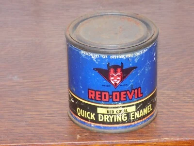 Vintage Red Devil Half Pint Red Coral Paint Can - Image 1 of 4