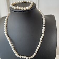 Vintage Genuine Cultured Pearl Necklace Bracelet Set