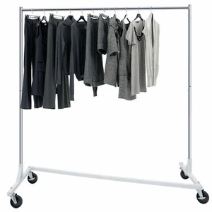 Compact Garment Rack Rolling Z-Base Storage Garment Hanging Clothes Shelf Rack - Picture 1 of 12