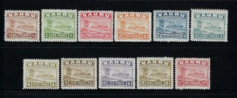 NAURU SCOTT #17a-27a 1924-48 (PAPEL BLANCO ESMALTADO) JUEGO CORTO COMO NUEVO LUZ BISAGRAS Foto 1 de 2