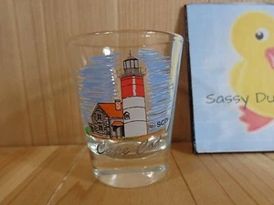 Souvenir Shot Glass CAPE COD Massachusetts Light House Clear Blue  - Picture 1 of 2
