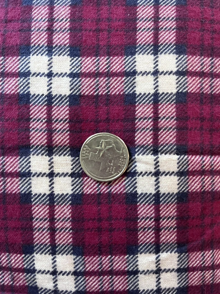 Fabric Maroon Plaid 3 Yards. 42” Wide Cotton - Image 1 of 1