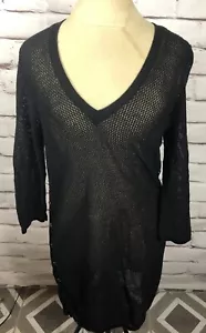 Chicos Swims Womens Size M Black Open Knit Long Sleeve Dress Cover Up - Picture 1 of 5