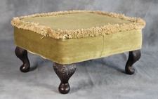 Poufe poggiapiedi rettangolare vintage Sherborne/Swanglen Avocado verde con frange