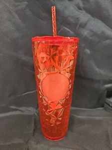 NWT Starbucks 2023 Red Diamond Prism Crystal 24oz Venti Tumbler w/Straw - Picture 1 of 4
