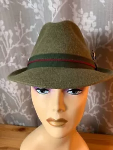 Vtg Hutmacher Zapf Fedora W/Pin Austria Green 58 - Picture 1 of 15