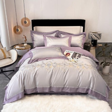 Purple  Elegent Gorgeous Embroidery Bedding     4Pcs Cover Bed Sheet Pillowcases