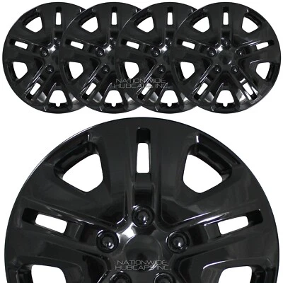 Juego de 4 cubiertas de rueda negras de 17" tapacubos de llanta completa para neumáticos R17 y ruedas de acero Foto 1 de 4