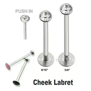16G 3mm Flach Edelstein Top Steck Wangen Labret mit Weich Emaille Rückseite für Komfort - Bild 1 von 3