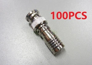 100 BNC COMPRESSION COAX CONNECTOR RG59 CABLE CCTV MALE - Picture 1 of 3