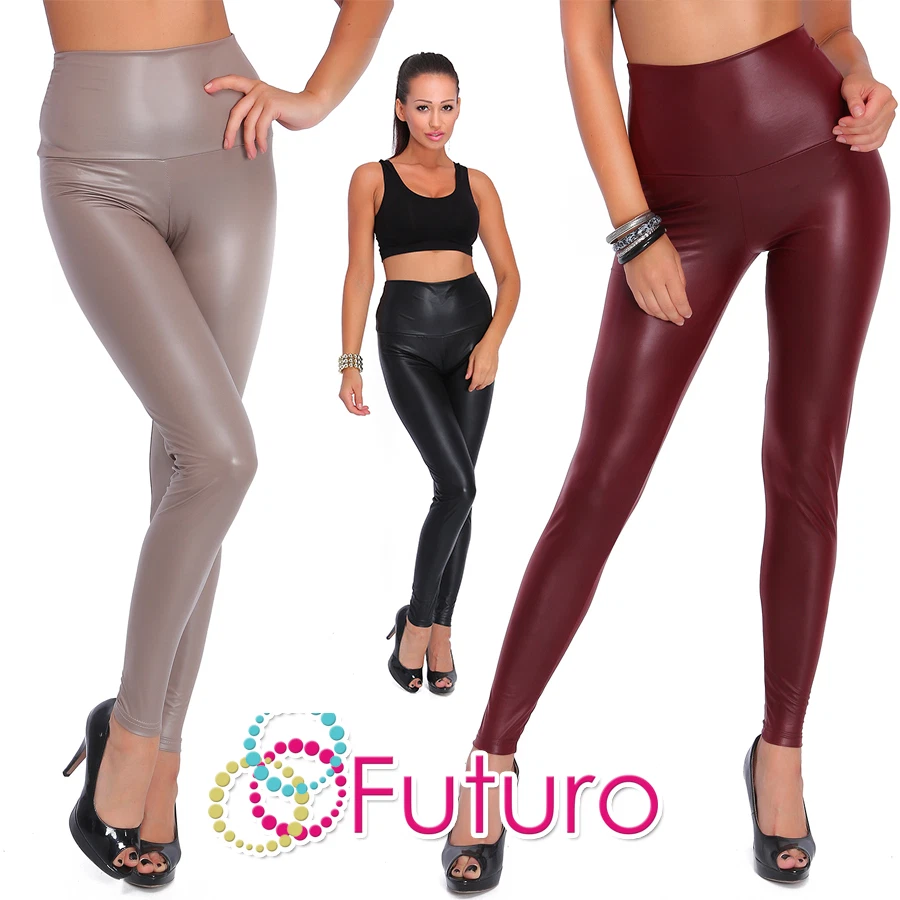 High Waist Leggings Mat Wet Look Latex Faux Imitation Leather Full Length LTPNL - Image 1 of 1