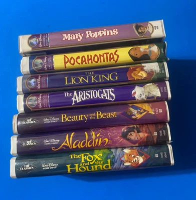 Lot Of 7 Disney VHS Masterpiece Collection Clamshells -Lion King, Aladdin, ETC. — 第 1/4 张图片
