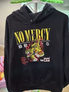 Popular Poison Tokyo Japan NO MERCY TIGER Pullover Hoodie Sweatshirt Black Sz Lg - Picture 1 of 4