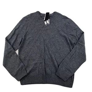 The Mens Store Bloomingdales Ribbed Cable Knit Sweater Grey Wool Cashmere Medium - Picture 1 of 4
