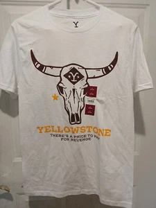 Yellowstone Mens White Bull Skull Graphic Tee Short Sleeve T-Shirt - Small - Picture 1 of 3