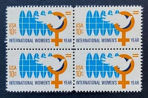 US Stamps, Scott #1571 10c 1975 block of 4 International Women's Year XF M/NH - Picture 1 of 3