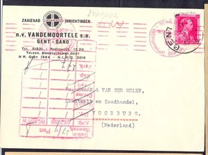 Bélgica, 1942, postal Firma de Gante a Voorburg con máquina alemana censorsh - Imagen 1 de 2