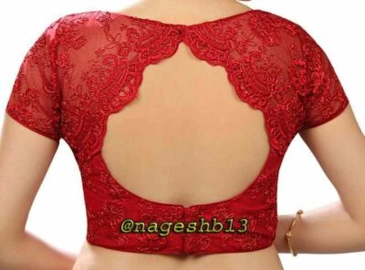 Blusa sari confeccionada, blusa sari de diseñador, blusa red roja, choli, top indio Foto 1 de 2
