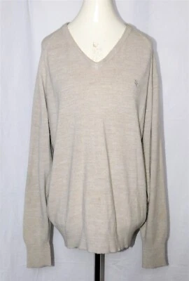 Vintage 1980s CHRISTIAN DIOR Oatmeal Beige V-Neck Sweater Size XL - Image 1 of 4