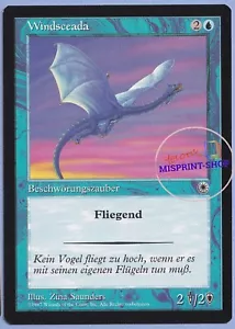 Wind Drake Mtg MISPRINT German. Missing the last part of the flavor text - Imagen 1 de 4
