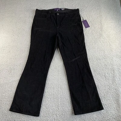 NUEVO CON ETIQUETAS NYDJ Pantalones Mujer Plus 20W Negro Pana Bota Pierna Ancha Levantamiento Pliegue Adelgazante Foto 1 de 4