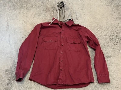 American Eagle Hooded Jacket Mens Large Shacket Button Up Lightweight Maroon - Image 1 of 4