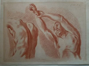 Rötel Crayon Aktstudien T. Leclerc J.F. Janinet 1773 Zeichenschule - Picture 1 of 8