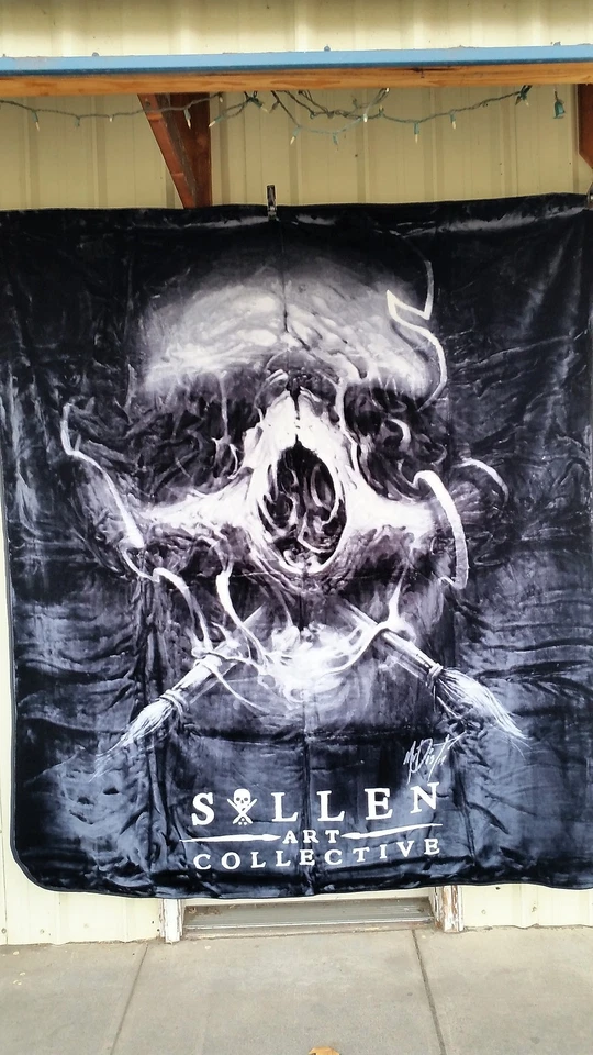 SULLEN DISTURBED BADGE TATTOO SKULL QUEEN SIZE BLANKET