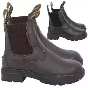 Damen Stahlkappe Sicherheitsschuhe Chelsea Klassisch Reiten Leder Jodhpur Stiefel - Bild 1 von 9