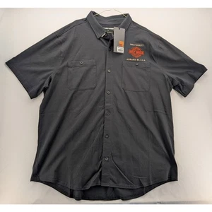 Maglia Harley Davidson Parts & Service nuova con etichette camicia con bottoni in Harley nera 2XL - Foto 1 di 8