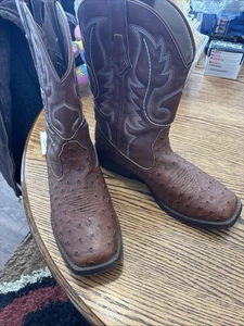 ROPER Herren Größe 10 STRAUSSENMUSTER WESTERNSTIEFEL - ECKIGE SPITZE schön!! - Bild 1 von 19