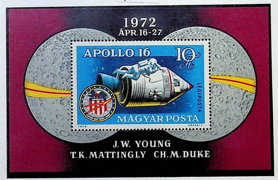HUNGARY Sc C326 NH SOUVENIR SHEET OF 1972 - SPACE - APOLLO 16 - (LN25) - Image 1 of 1
