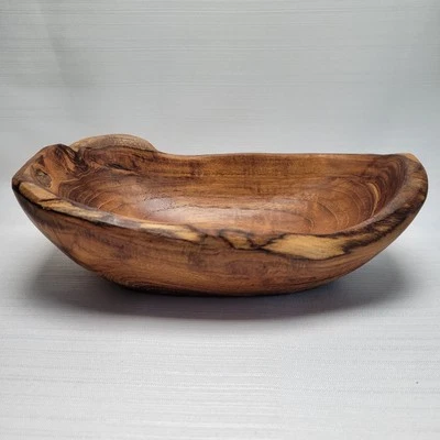Cuenco de madera Tuckahoe Hardwoods firmado oscuro natural ovalado liso Foto 1 de 4