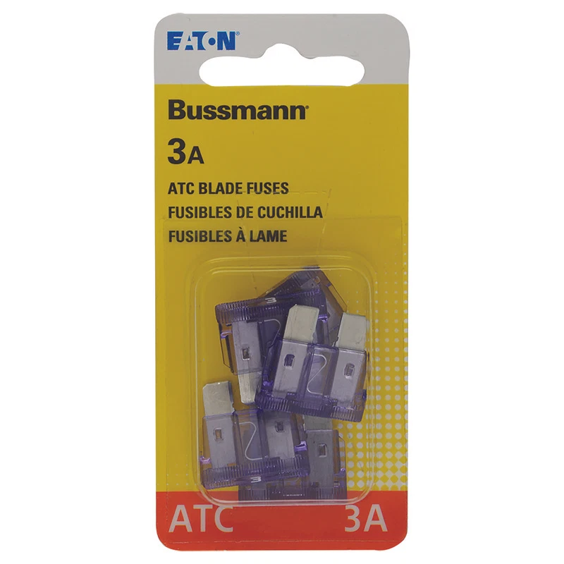 Bussmann BP/ATC-3-RP Plastic 3A 32V dc 1kA Blade Fuse 3/4 L in. (Pack of 5) - Image 1 of 1