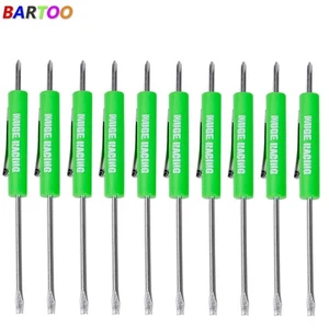 10X Green Mini Pocket Screwdriver Phillips & Flat Head Tip with Magnet and Clip - Picture 1 of 7