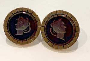 ANTIQUE VICTORIAN CARNELIAN AGATE INTAGLIO GOLD FILLED CUFFLINKS - Picture 1 of 6