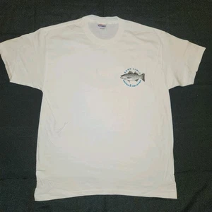Vtg Zero Limit Fishing Catch And Release TShirt White Graphic Hanes Beefy Tee L - Picture 1 of 19