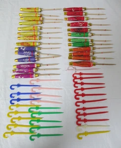 Umbrella & Cane Appetizer Picks, Mini Toothpicks, Drink 26 Umbrellas & 29 Canes - Picture 1 of 5