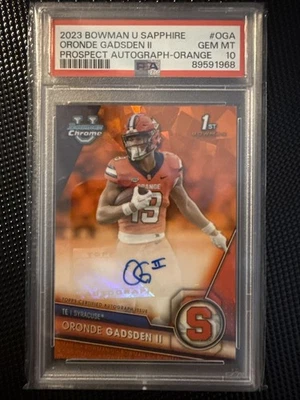 Bowman University Sapphire Oronde Gadsden Prospect 2023 automático naranja/25 PSA 10 Foto 1 de 3