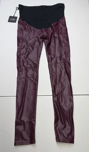 Tagoo Leggings Premaman Ecopelle Borgogna Pantaloni Elasticizzati con Tasche Tg S - Foto 1 di 8