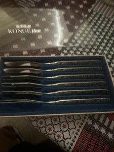 NOS (6) Vintage Konge Tinn Swedish Norwegian Viking Pewter Dinner knives Set - Picture 1 of 9