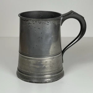 Antigua taza de pub inglés James Yates de 1 cuarto de galón jarra de peltre siglo XIX - Imagen 1 de 12