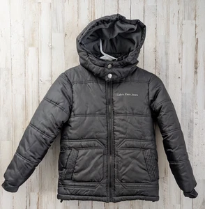 Calvin Klein Parka Puffer Coat Youth 8 schwarz gefüttert abnehmbare Kapuze Tech Pocket - Bild 1 von 17