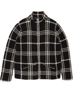 RALPH LAUREN Womens Cardigan Sweater UK 18 XL Black Check Cotton CM12 - Picture 1 of 3