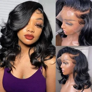 Bob Wig Human Hair 250 Density Body Wave HD Lace Front Wigs Human Hair 13x4 G... - Picture 1 of 8