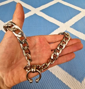 Gargantilla anillo vaca nariz motociclista collar plata esterlina " perno gótico pesado *** - Imagen 1 de 9