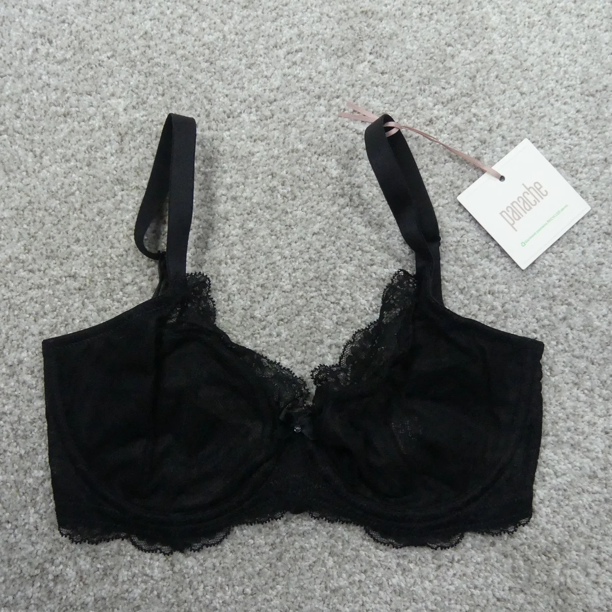 Panache Black Label Women's Esme Balconette Bra - Mesh Lace Overlay, Underwire Support