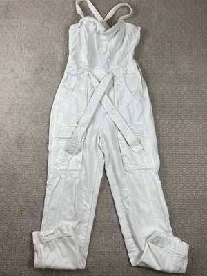 Mono Free People para mujer talla XS Go West utilitario blanco algodón corbata carga frontal Foto 1 de 4